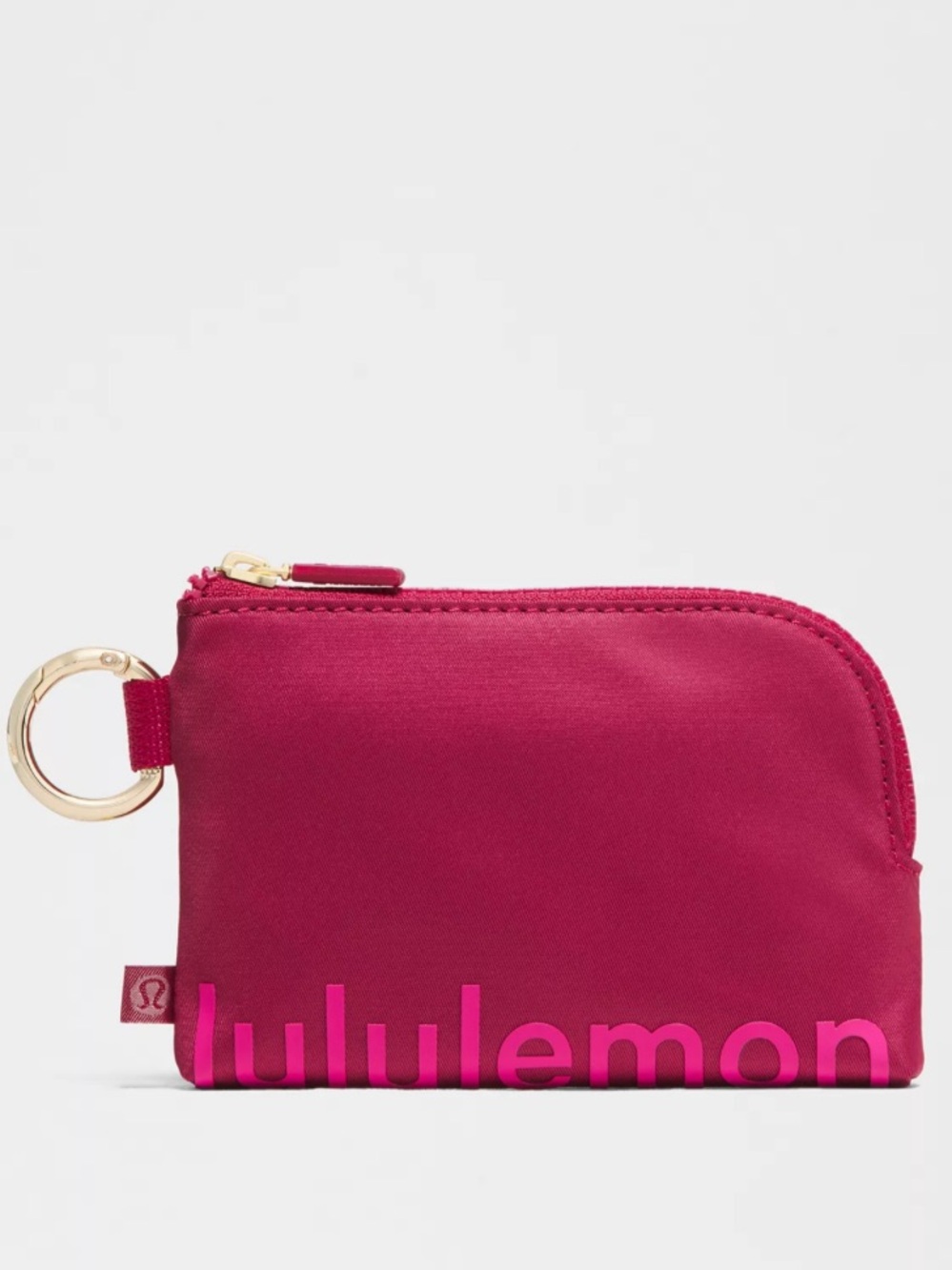 NWT Lululemon Clippable Card Pouch in Berry Rumble/Magenta and Gold